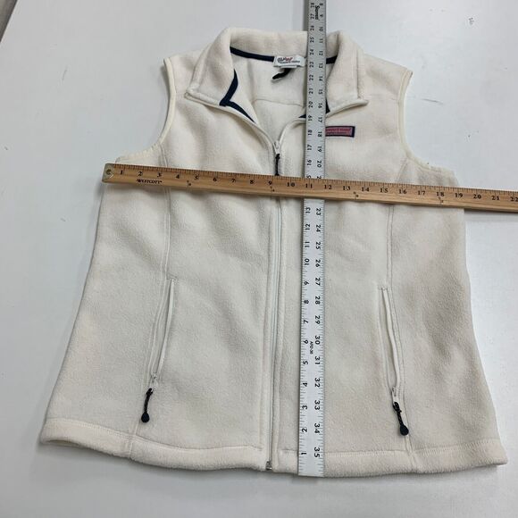 Vineyard Vines Westerly Fleece Vest Womens Medium Beige Zip Up Sleeveless Jacket - Picture 7 of 12